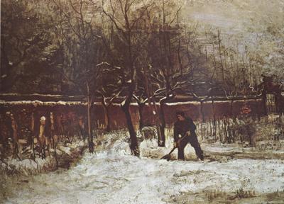 Vincent Van Gogh The Parsonage Garden at Nuenen in the Snow